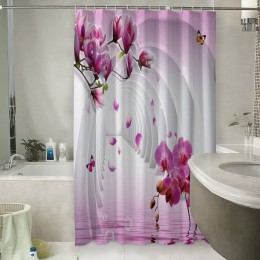 Шторы для ванной «Объемные колонны с цветами»