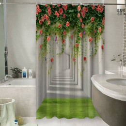 Шторы для ванной «Тоннель с лианами роз»