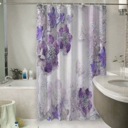 Шторы для ванной «Ювелирные фиолетовые цветы»