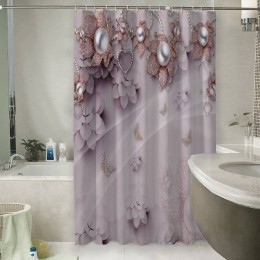 Шторы для ванной «Драгоценные цветы с жемчугом»