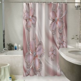 Шторы для ванной «Клевер с бриллиантами в нежно-розовых тонах»