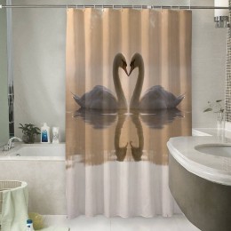 Шторы для ванной «Влюбленные лебеди»