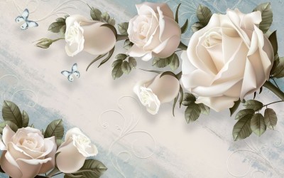 3D Фотообои «Винтажная композиция с розами» 3D Фотообои