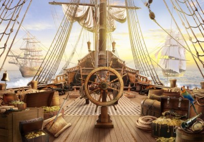 3D Фотообои «Штурвал пиратского корабля» 3D Фотообои