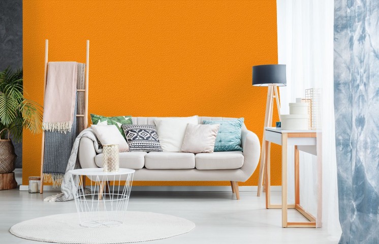 Обои для стены в рулонах цвет насыщенный оранжево-жёлтый вид 5