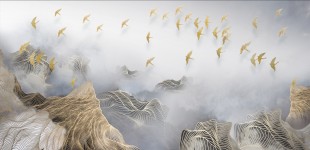 3D Фотообои «Стая в тумане» 310х150