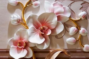 3D Фотообои «Керамические орхидеи» 180x120