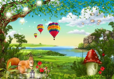 3D Фотообои «Воздушные шары в долине» 3D Фотообои