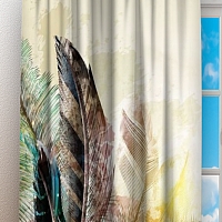 Фотошторы «Букет из перьев с цветочным орнаментом»