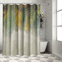 Шторы для ванной «Занавес из ярких листьев на светлом фоне» вид 5