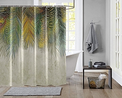 Шторы для ванной «Занавес из ярких листьев на светлом фоне» вид 2
