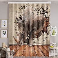 Фотошторы «Носорог сквозь стену» вид 8