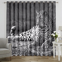 Фотошторы «Черно белый леопард»