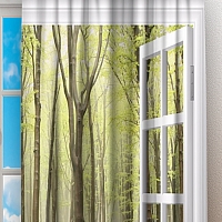 Фотошторы «Окно с видом на зеленый лес»