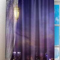 Фотошторы «Балкон с видом на ночной город»