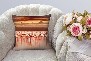 3D Подушка «Фламинго на закате» вид 2