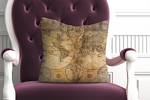 3D Подушка «Старая карта мира»  вид 3