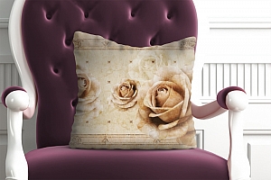 3D Подушка «Винтажные бутоны роз на мраморе»  вид 5