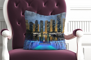 3D Подушка «Пристань с видом на ночной город»  вид 3