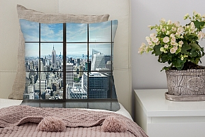 3D Подушка «Вид из окна на современный город» вид 7