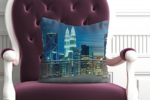 3D Подушка «Вид  с  балкона на ночной город» вид 6