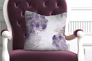 3D Подушка «Ювелирные фиолетовые цветы» вид 5