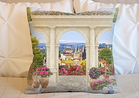 3D Подушка «Терраса с видом на европейский город» вид 5