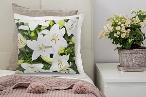 3D Подушка «Красивые лилии белого цвета» вид 5