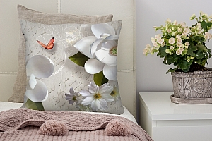 3D Подушка «Белые цветы» вид 5