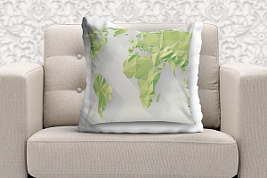3D Подушка «Зеленые континенты из полигонов» вид 5