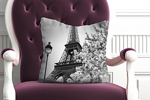 3D Подушка «Цветущие деревья в Париже» вид 3