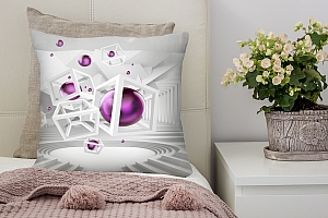 3D Подушка «Абстракция с фиолетовыми шарами» вид 4