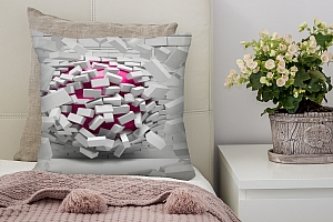 3D Подушка «Шар разламывающий кирпичную стену» вид 4