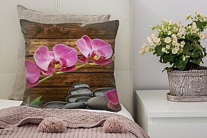 3D Подушка «Розовые орхидеи на камнях» вид 4
