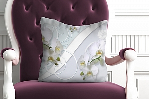 3D Подушка «Нежная композиция с орхидеями» вид 4