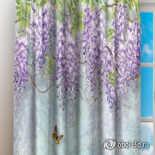 Фотошторы «Сирень с бабочками» вид 3