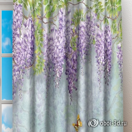 Фотошторы «Сирень с бабочками» вид 2