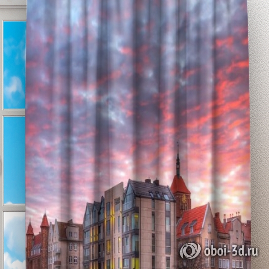 Фотошторы «Закат над городом» вид 2