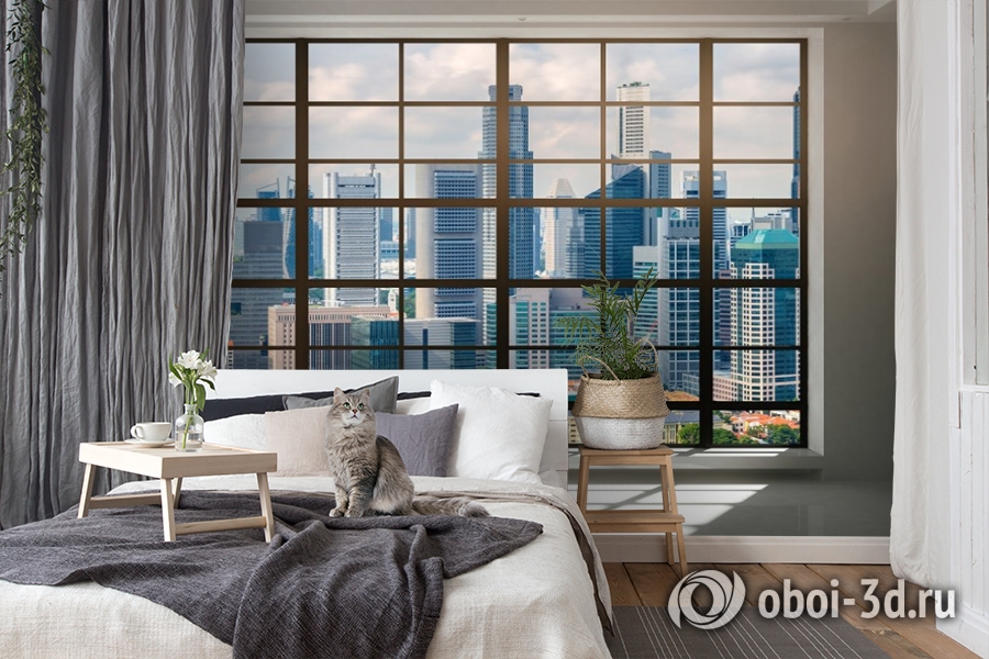 3D Фотообои «Окна с панорамным видом на город» вид 7