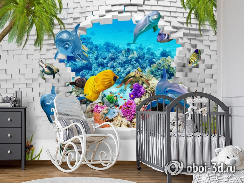 3D Фотообои «Океан за стеной» вид 9