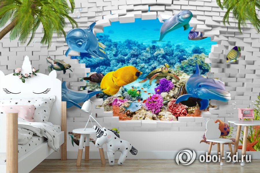 3D Фотообои «Океан за стеной» вид 8