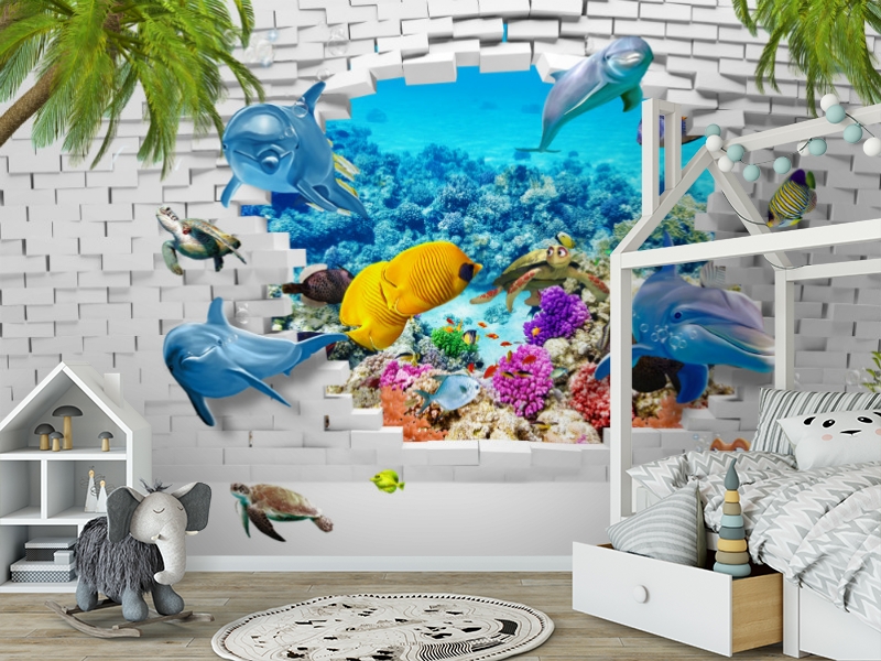 3D Фотообои «Океан за стеной» вид 6