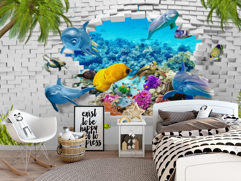 3D Фотообои «Океан за стеной» вид 5