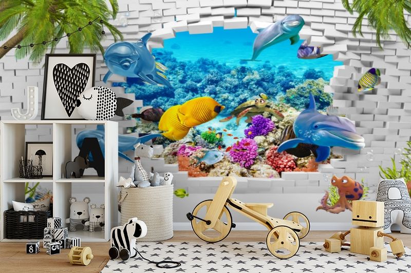 3D Фотообои «Океан за стеной» вид 2