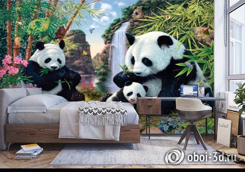 3D Фотообои «Семейство панд» вид 7
