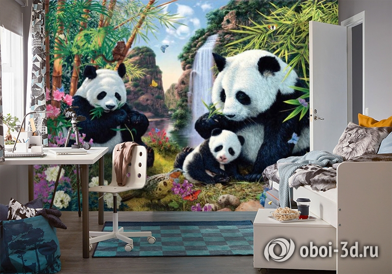3D Фотообои «Семейство панд» вид 6