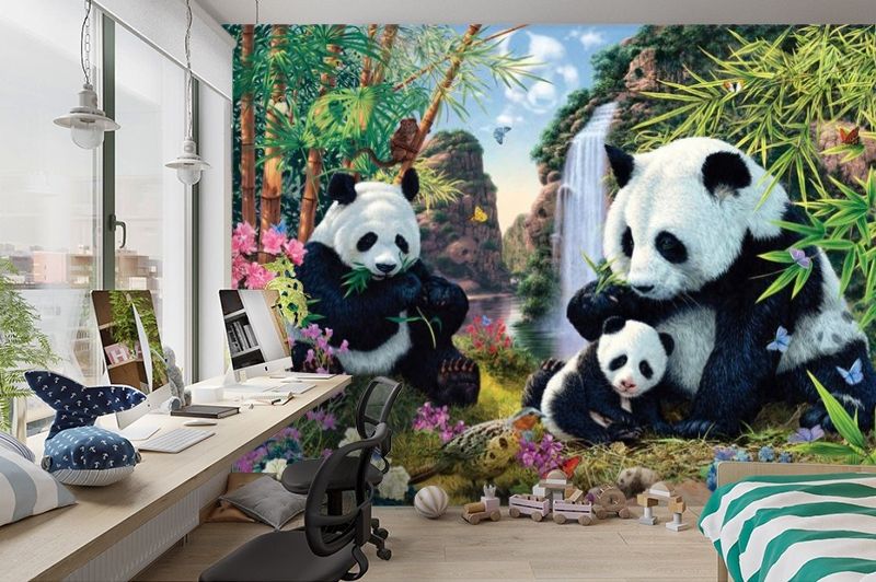 3D Фотообои «Семейство панд» вид 3