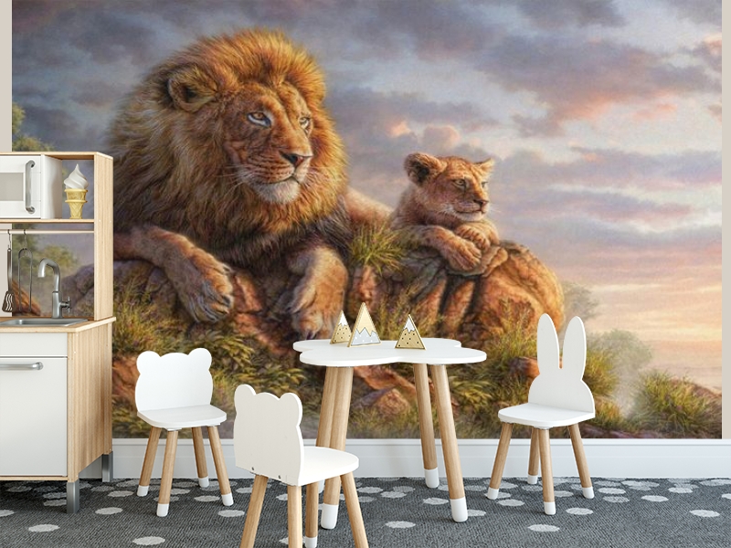 3D Фотообои «Величественные львы» вид 4