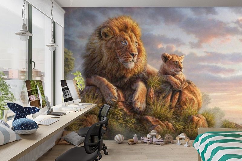 3D Фотообои «Величественные львы» вид 3