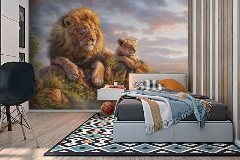 3D Фотообои «Величественные львы» вид 2